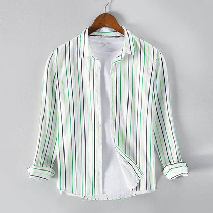 Buycenter Casual Color Striped Shirt - Long Sleeve, Square Collar, M-3XL - Buy Center