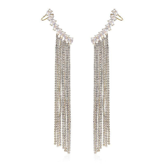 Exaggerated Tassel Zircon Earrings - Elegant Drop Shape Fashion Jewelry - Buy Center