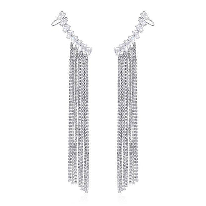 Exaggerated Tassel Zircon Earrings - Elegant Drop Shape Fashion Jewelry - Buy Center