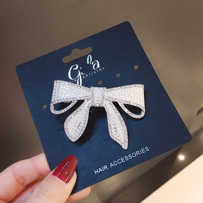 Elegant Japanese Korean Pearl Bow Hairpin - Trendy Human Hair Accessory - Buy Center