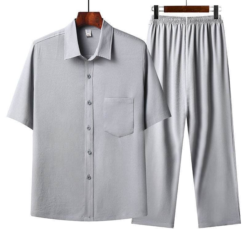 Summer Ice Cotton Pajama Set - Comfortable Short-Sleeves for Warm Nights - Buy Center