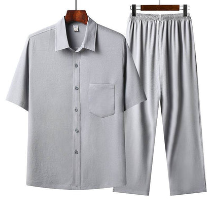 Summer Ice Cotton Pajama Set - Comfortable Short-Sleeves for Warm Nights - Buy Center