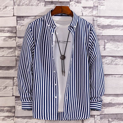 Men's Casual Printed Long-Sleeved Shirt - Soft Peach Skin Fabric - Buy Center