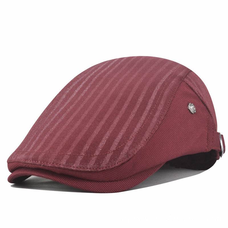 Striped Forward Hat - Adjustable Cotton Beret for Sun Protection & Style - Buy Center