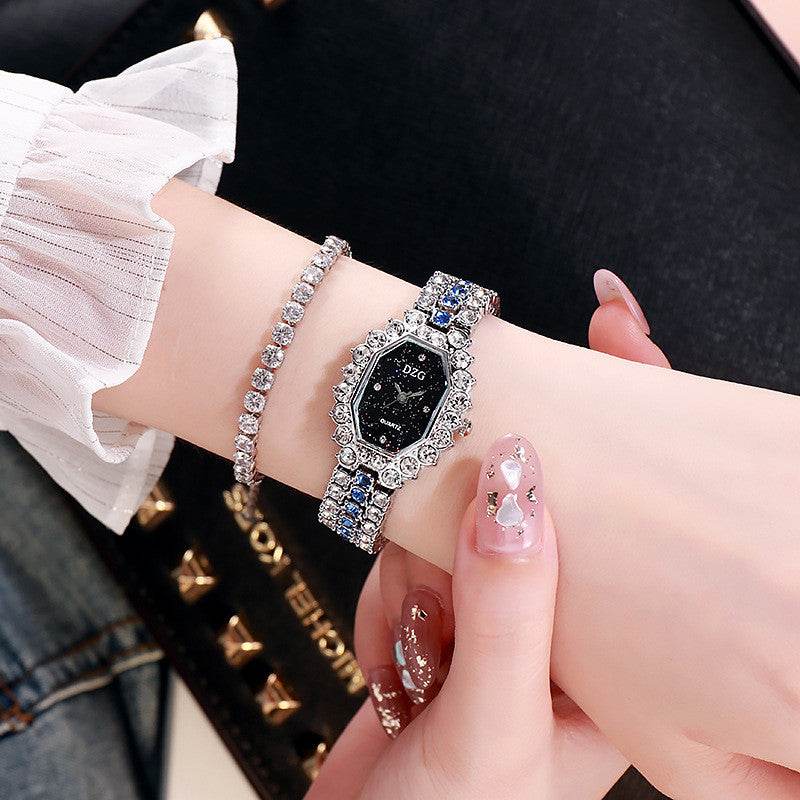 Square Diamond Bracelet Watch for Women - Casual Starry Sky Design - Buy Center
