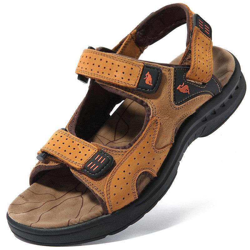 Buycenter Men's Leather Sandals - Breathable Casual Outdoor Shoes - Buy Center