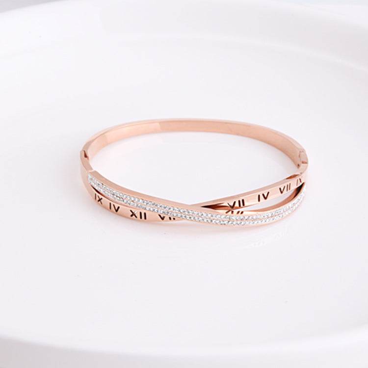 Women's Roman Word Diamond Bracelet - Elegant Titanium Steel Jewelry - Buy Center