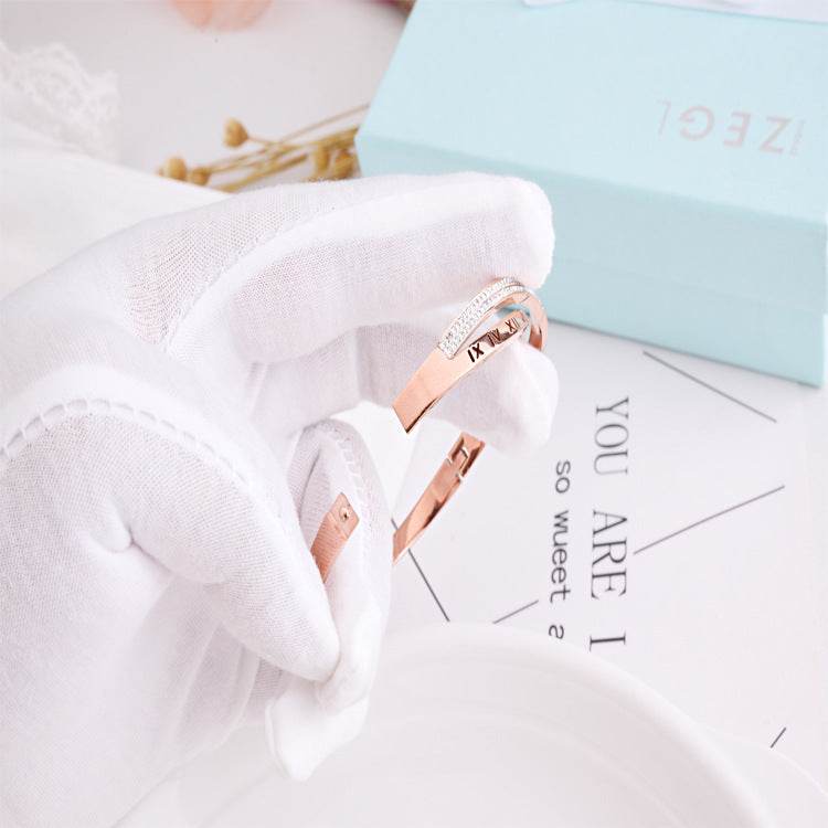 Women's Roman Word Diamond Bracelet - Elegant Titanium Steel Jewelry - Buy Center