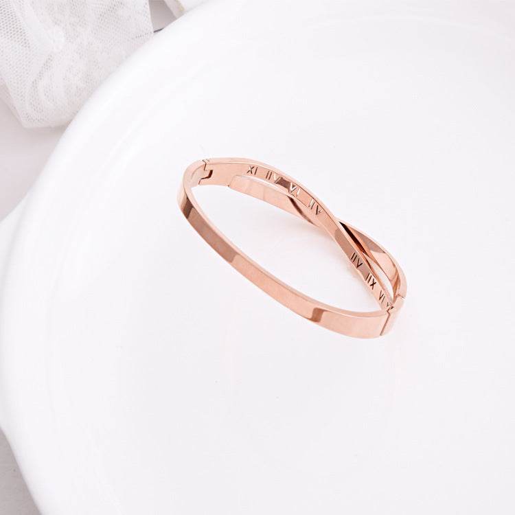 Women's Roman Word Diamond Bracelet - Elegant Titanium Steel Jewelry - Buy Center