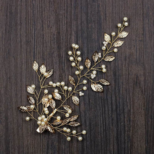 Golden Leaf Hairpin - Elegant Bridal Accessory for Weddings 2025 - Buy Center