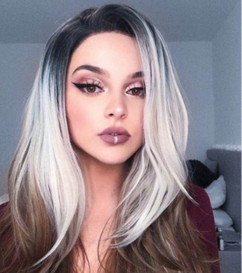 Three-Color Gradient Women's Wig Set - Trendy Synthetic Hair Style 2025 - Buy Center