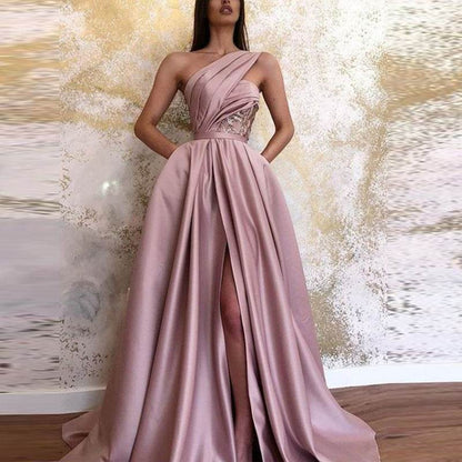 Buycenter Slit Shoulder Evening Dress - Stylish Long Skirt in Pink - Buy Center