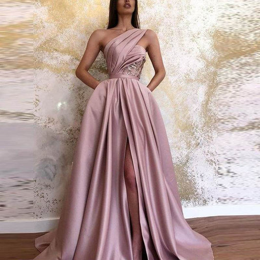 Buycenter Slit Shoulder Evening Dress - Stylish Long Skirt in Pink - Buy Center