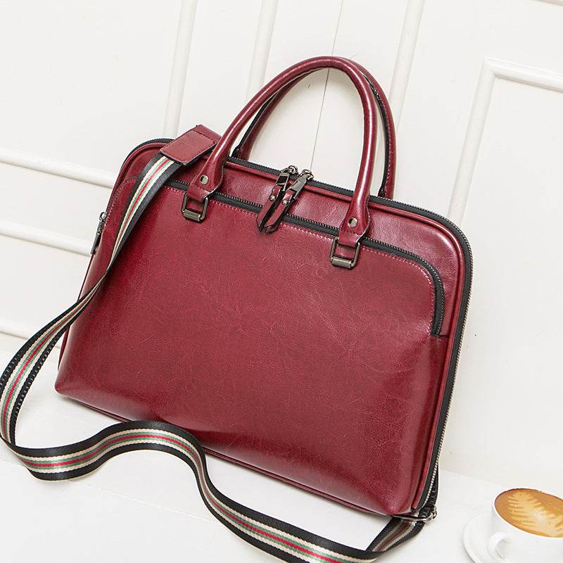 Stylish Cowhide Briefcase - Large Capacity Women's Business Handbag 2025 - Buy Center