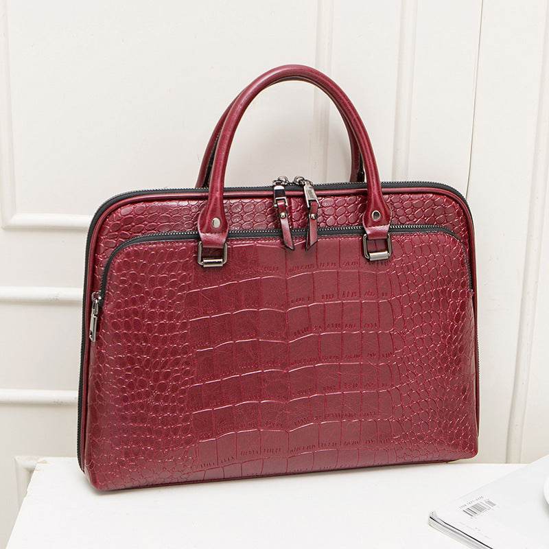 Stylish Cowhide Briefcase - Large Capacity Women's Business Handbag 2025 - Buy Center