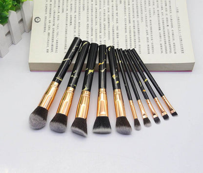 15 Marbled Design Makeup Brushes Set - Premium Quality & Elegant Storage - Buy Center