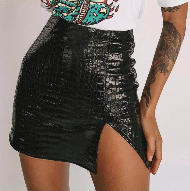 Buycenter Sexy Crocodile PU Leather Skirt - A-Line Street Fashion - Buy Center