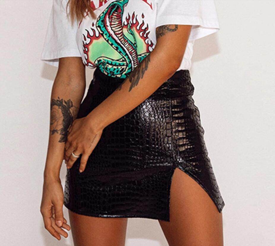 Buycenter Sexy Crocodile PU Leather Skirt - A-Line Street Fashion - Buy Center