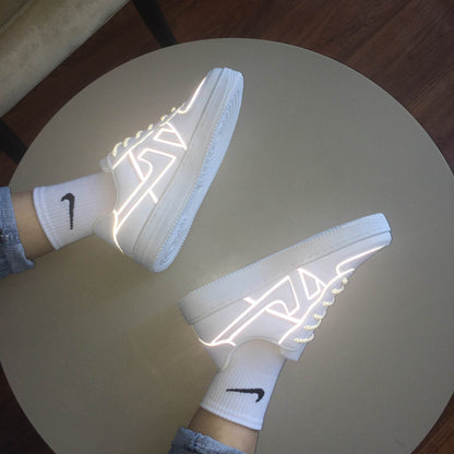 Reflective White Sneakers for Men & Women - Stylish Vulcanize Shoes 2025 - Buy Center