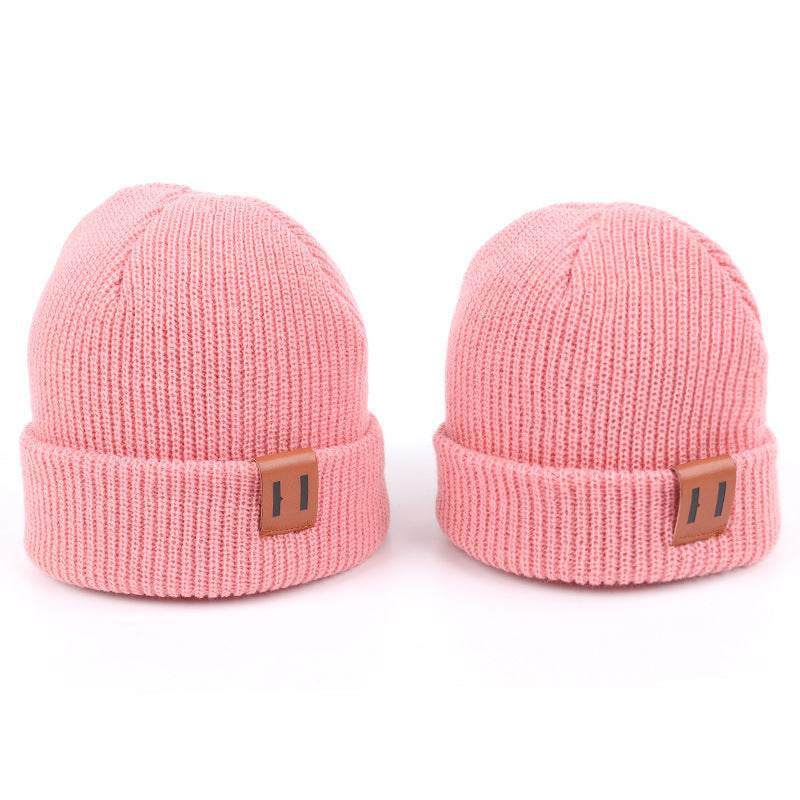 Casual Leather Knitted Baby Cap - Stylish Thermal Beanie for All Ages - Buy Center