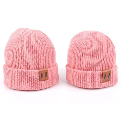 Casual Leather Knitted Baby Cap - Stylish Thermal Beanie for All Ages - Buy Center