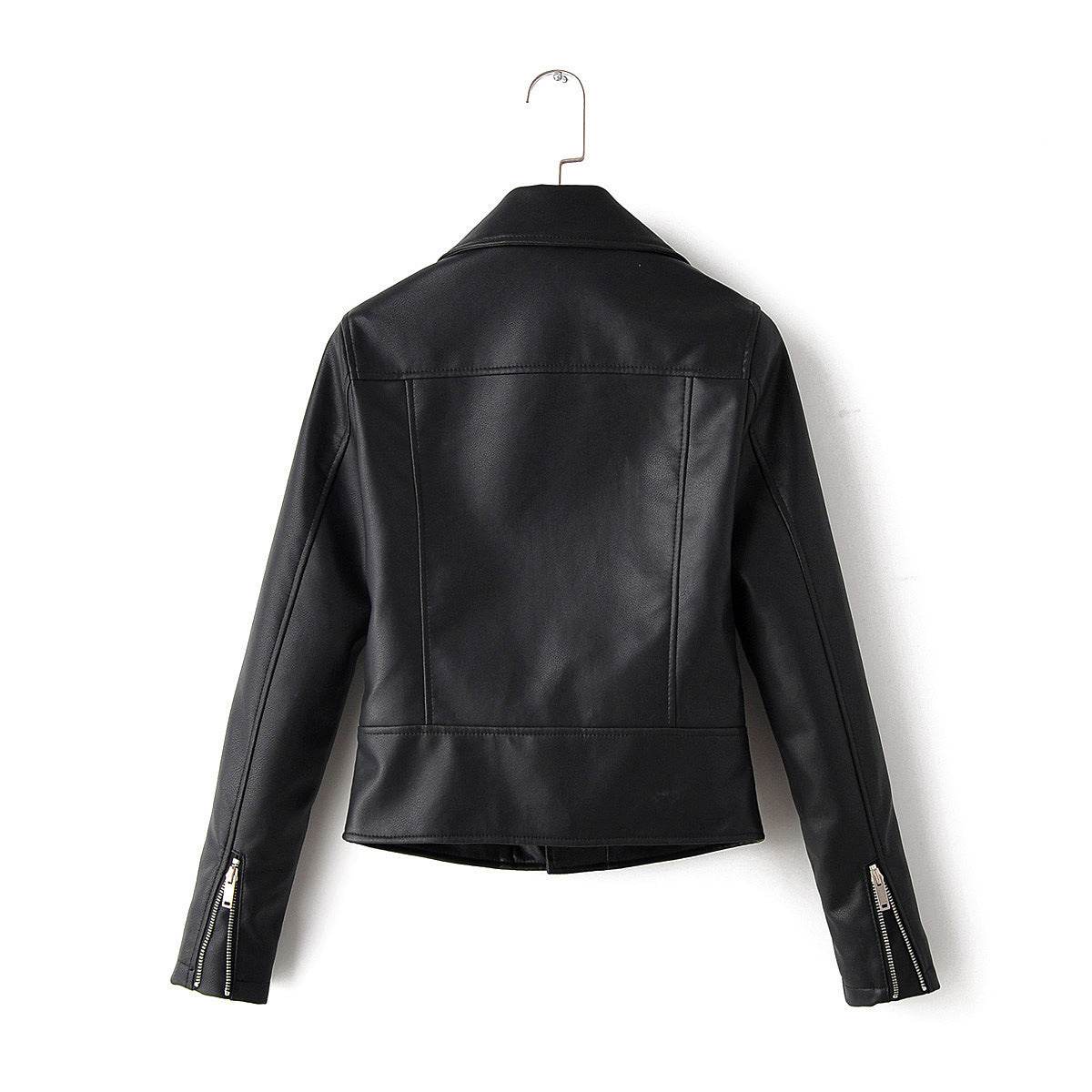 Buycenter Ladies Motorcycle PU Jacket - Stylish Lapel Zipper Design - Buy Center