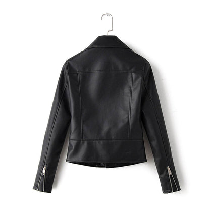 Buycenter Ladies Motorcycle PU Jacket - Stylish Lapel Zipper Design - Buy Center