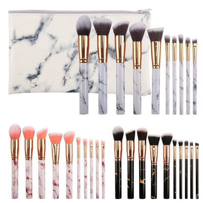 10 Marble Makeup Brush Set - Essential Premium Brushes for Flawless Looks - Buy Center