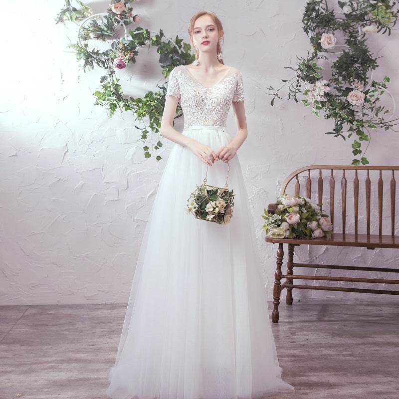 Bride Sen Simple Mesh Wedding Dress - Elegant Small Tail Skirt - Buy Center