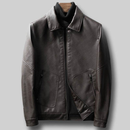 Trendy Slim Fit Leather Jacket for Men - Zipper Pockets, Autumn Style - Buy Center