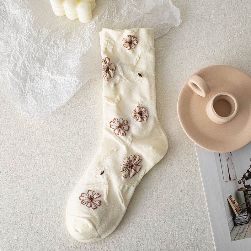 Retro Women's Thin Flower Socks - Antibacterial, Sweat Absorbent Style - Buy Center