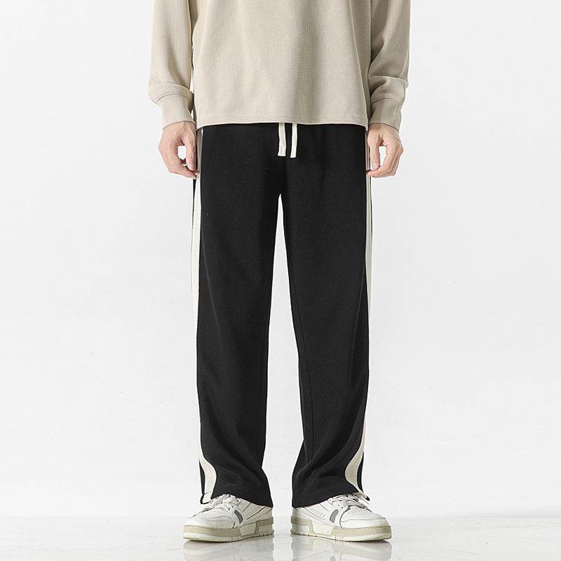 Thin Striped Casual Pants for Men - Mid Waist, Loose Fit Trousers - Buy Center