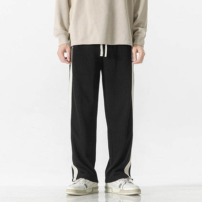 Thin Striped Casual Pants for Men - Mid Waist, Loose Fit Trousers - Buy Center