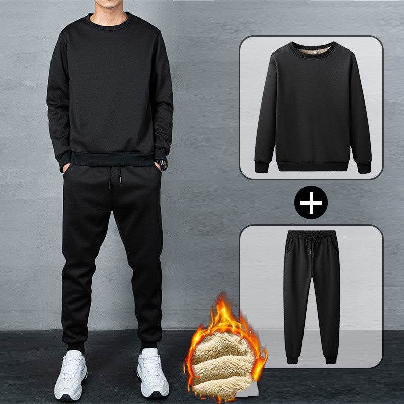 Plus Velvet Men's Casual Pajama Set - Stylish Lamb Velvet Comfort - Buy Center