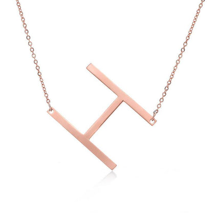 Fabulous Rose Gold Initial Letter Pendant Necklace - Premium K-Gold Design - Buy Center