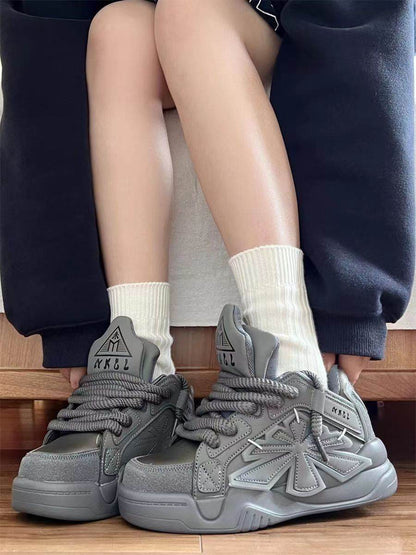 Niche Korean Style Daddy Shoes - Trendy Thick Bottom Casual Vulcanize Footwear - Buy Center