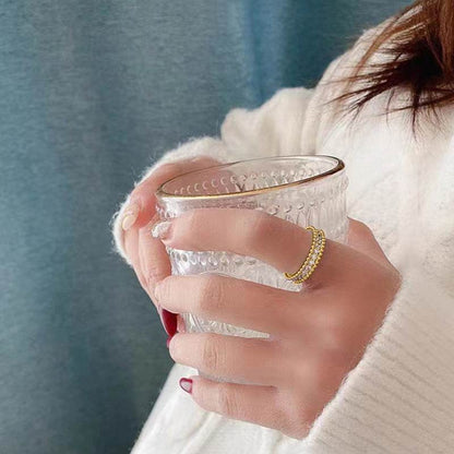 Shiny Full Diamond Geometric Ring - Elegant Copper Jewelry for Women - Buy Center