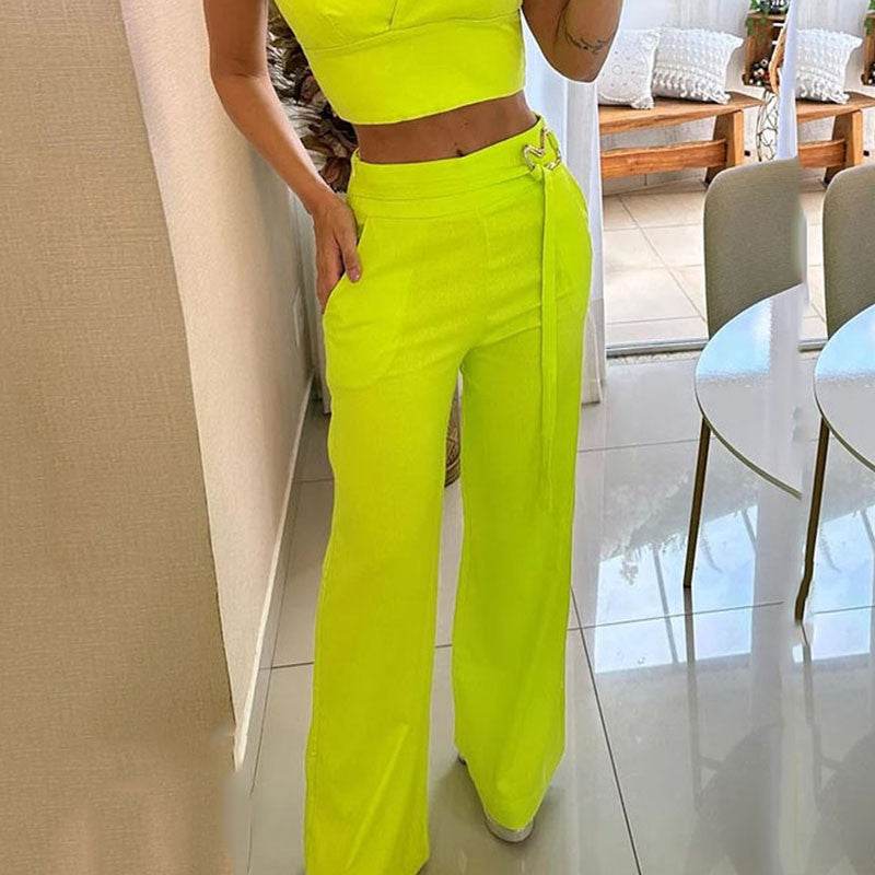Buycenter High Waist Wide Leg Pants - Slimming Casual Jumpsuit for Women - Buy Center