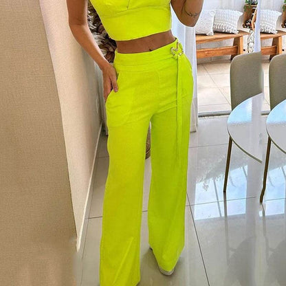 Buycenter High Waist Wide Leg Pants - Slimming Casual Jumpsuit for Women - Buy Center