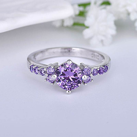 Women's Purple Gemstone Copper Ring - Elegant Korean Style Accessory - Buy Center