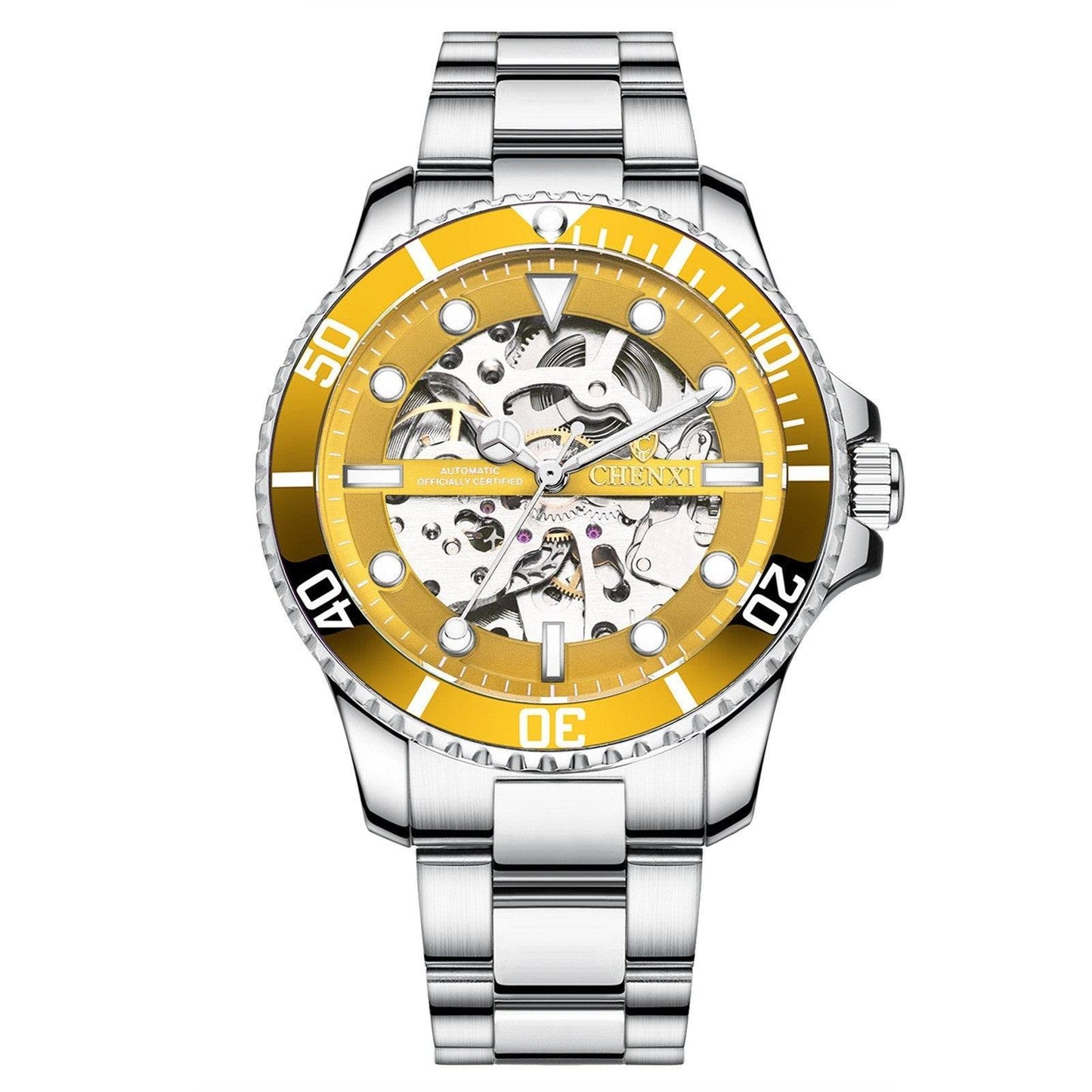 Buycenter Waterproof Men's Mechanical Watch - Stylish Gold and Black Design - Buy Center