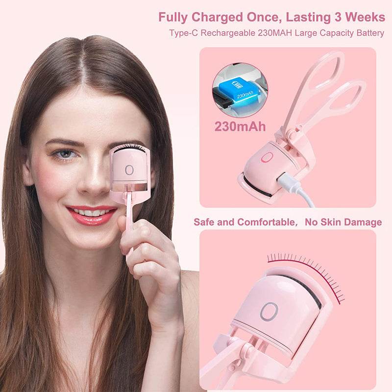 Portable Electric Heated Eyelash Curler - Quick Curls, USB Rechargeable - Buy Center
