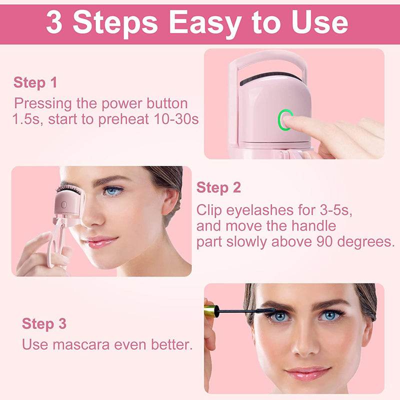 Portable Electric Heated Eyelash Curler - Quick Curls, USB Rechargeable - Buy Center