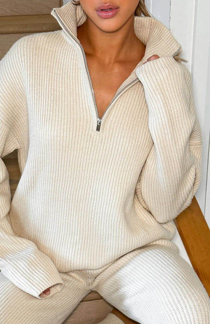 Buycenter Women's Long Sleeve Trousers Suit - Comfort Wool & Girly Style - Buy Center