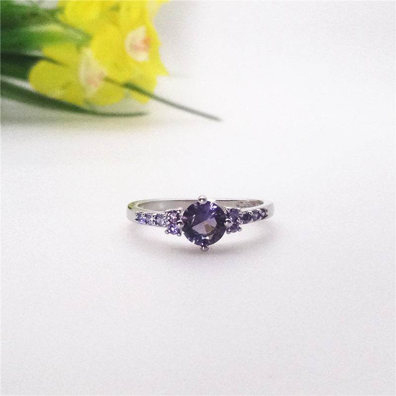Women's Purple Gemstone Copper Ring - Elegant Korean Style Accessory - Buy Center