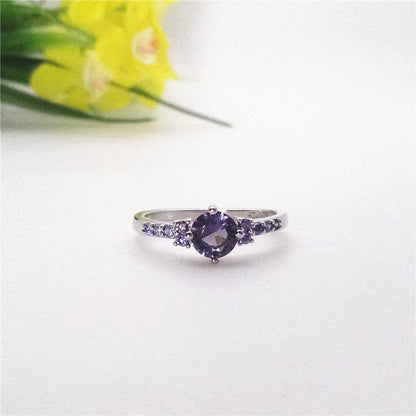 Women's Purple Gemstone Copper Ring - Elegant Korean Style Accessory - Buy Center