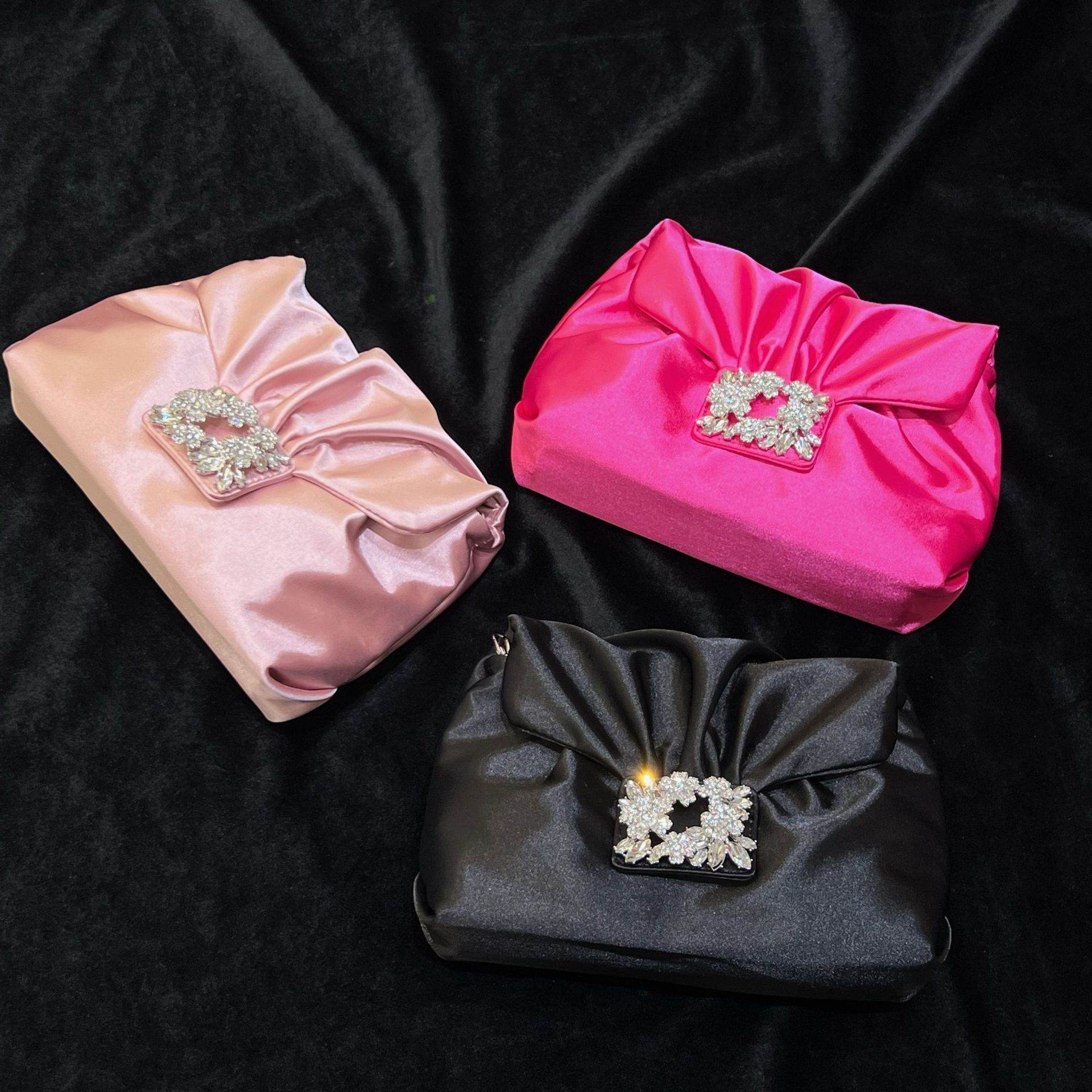 Vintage Crumpled Silk Diamond Small Square Bag - Elegant Evening Accessory - Buy Center