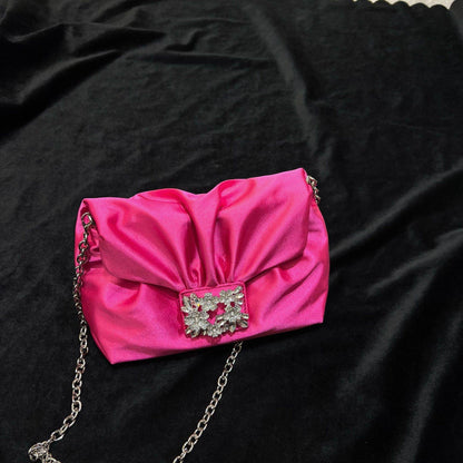 Vintage Crumpled Silk Diamond Small Square Bag - Elegant Evening Accessory - Buy Center