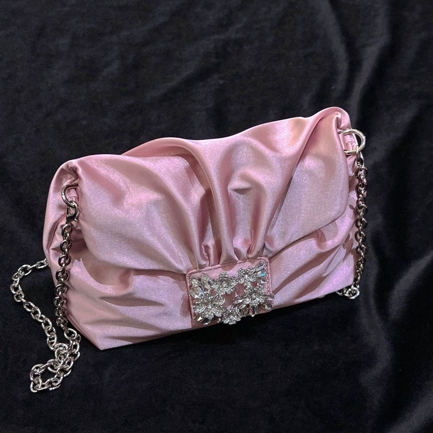 Vintage Crumpled Silk Diamond Small Square Bag - Elegant Evening Accessory - Buy Center
