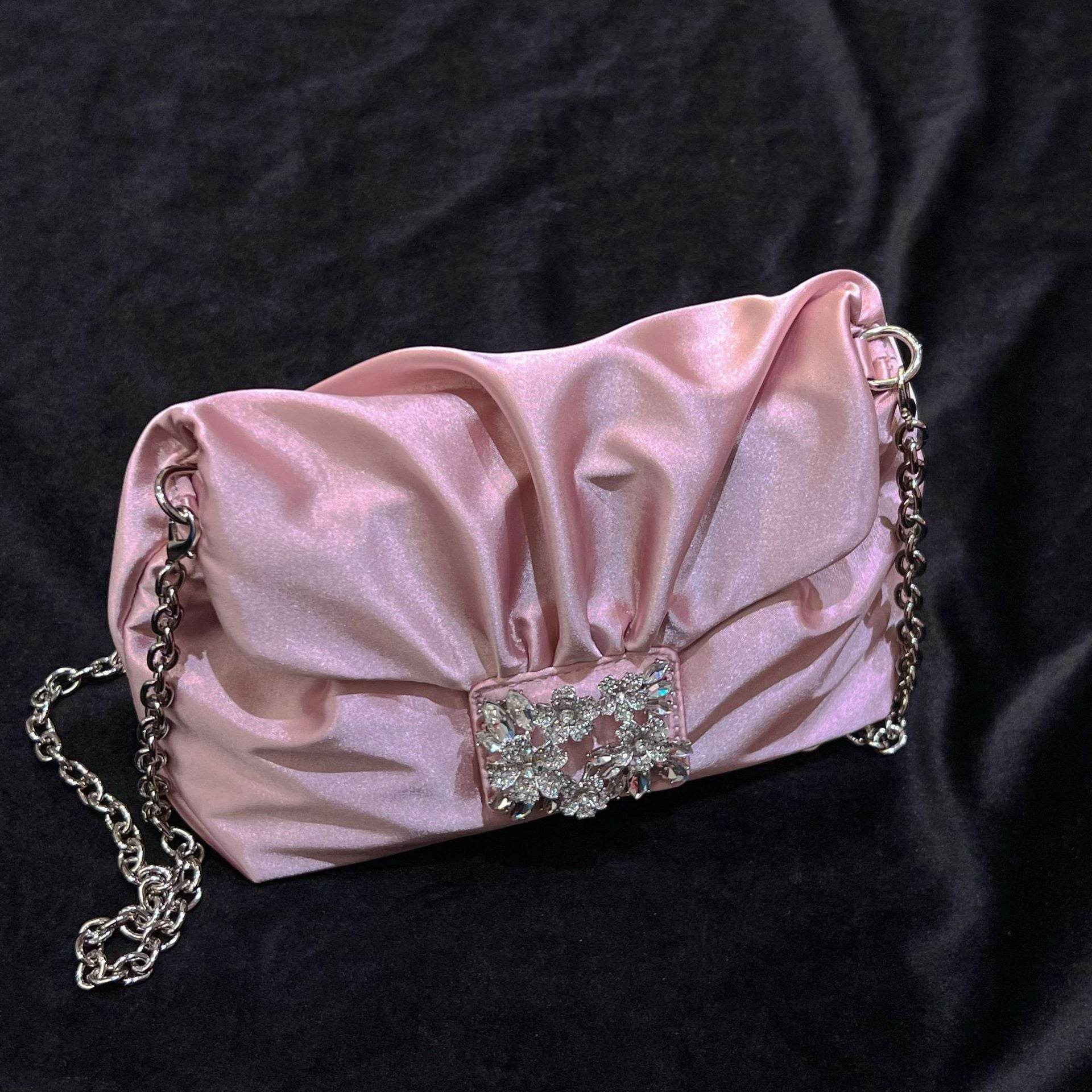 Vintage Crumpled Silk Diamond Small Square Bag - Elegant Evening Accessory - Buy Center